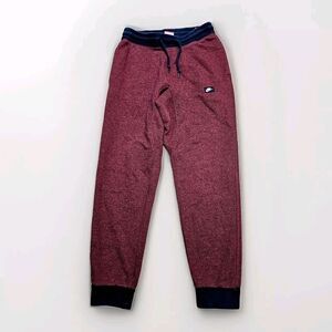 Nike Joggers Mens Small Red AW77 Shoebox Logo French Terry Cuffed Sweatpants